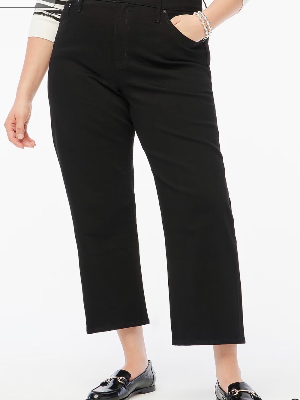 J. Crew Black Cropped Straight-Leg Jeans